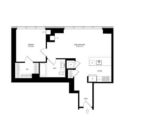 Floor plan 100 Park 1 Bed 1 Bath