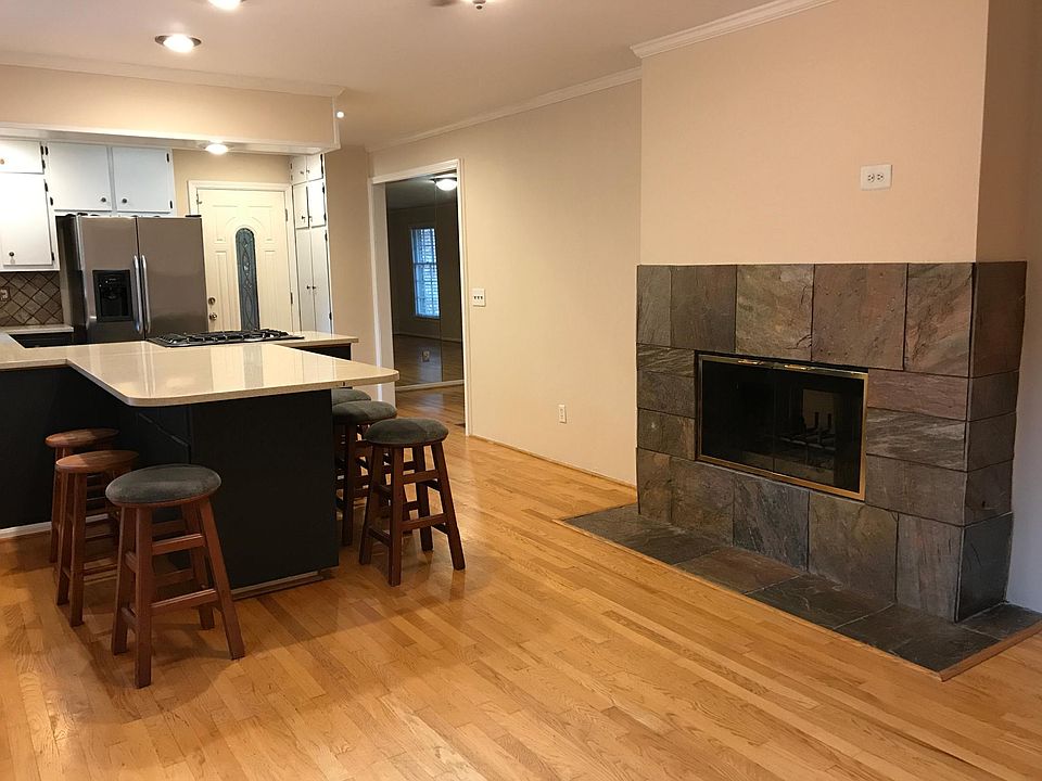 Kitchen and two sided fireplace
