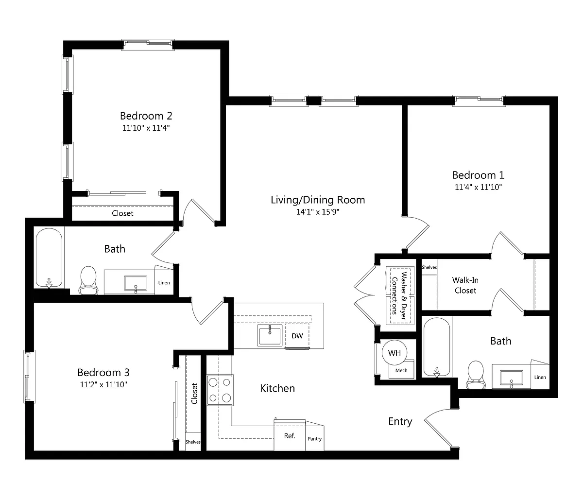 Floor plan C2 - 60% AMI