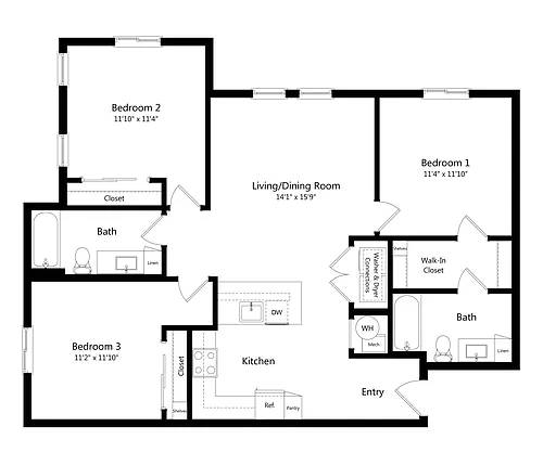 Floor plan C2 - 40% AMI