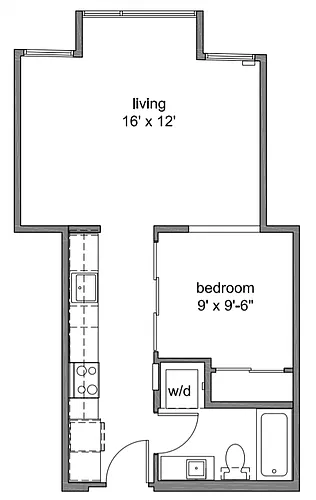 Floor plan Open 1 Bedroom