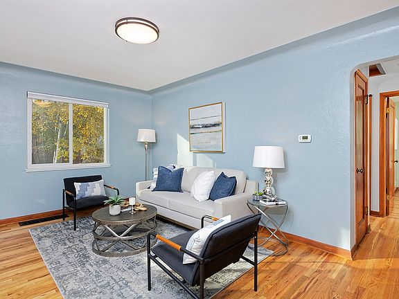 Living room with oak floors