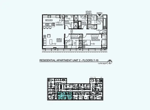 Floor plan Unit 2 - Floors 7-10