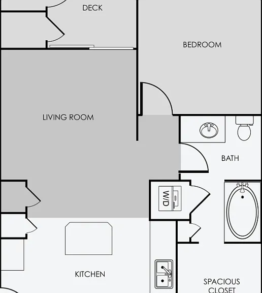 A1 - 1 Bedroom, 1 Bathroom Floorplan Diagram