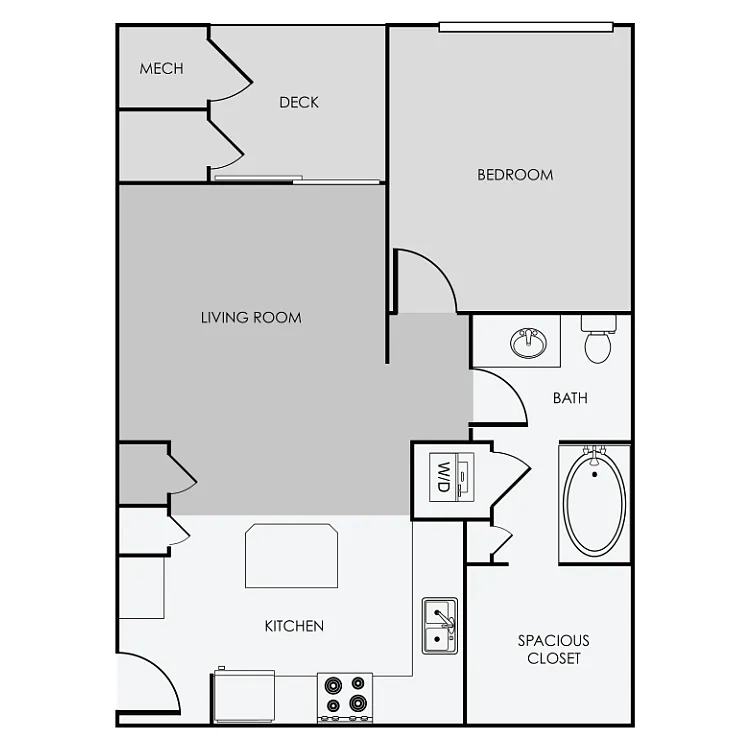 Floor plan A1 - 1 Bedroom, 1 Bathroom