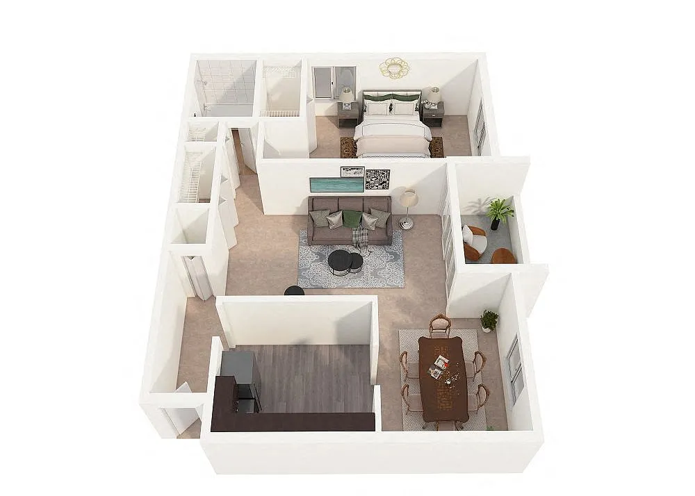 Floor plan One Bedroom + Balcony