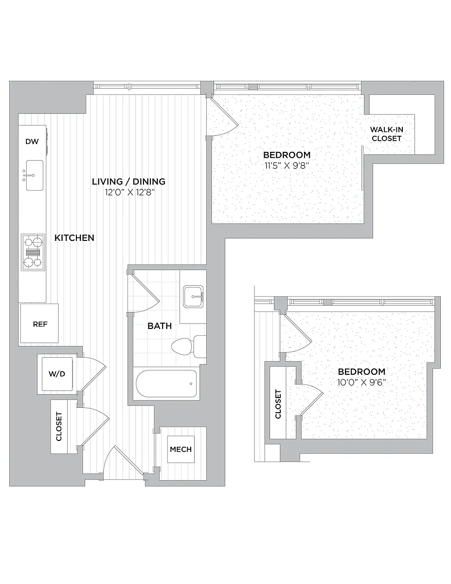 Floor plan 1 Bed/1 Bath-A2