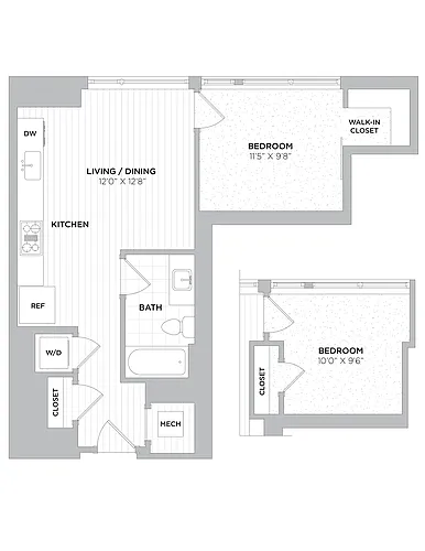 Floor plan 1 Bed/1 Bath-A2