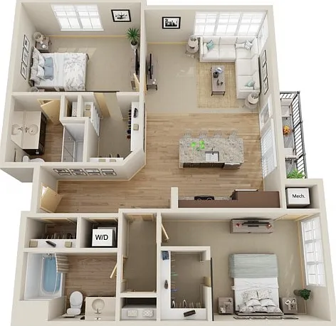 Floor Plan D3 | The Junction | Apartments in Menomonee Falls, WI Floor Plan D3 | The Junction | Apartments in Menomonee Falls, WI