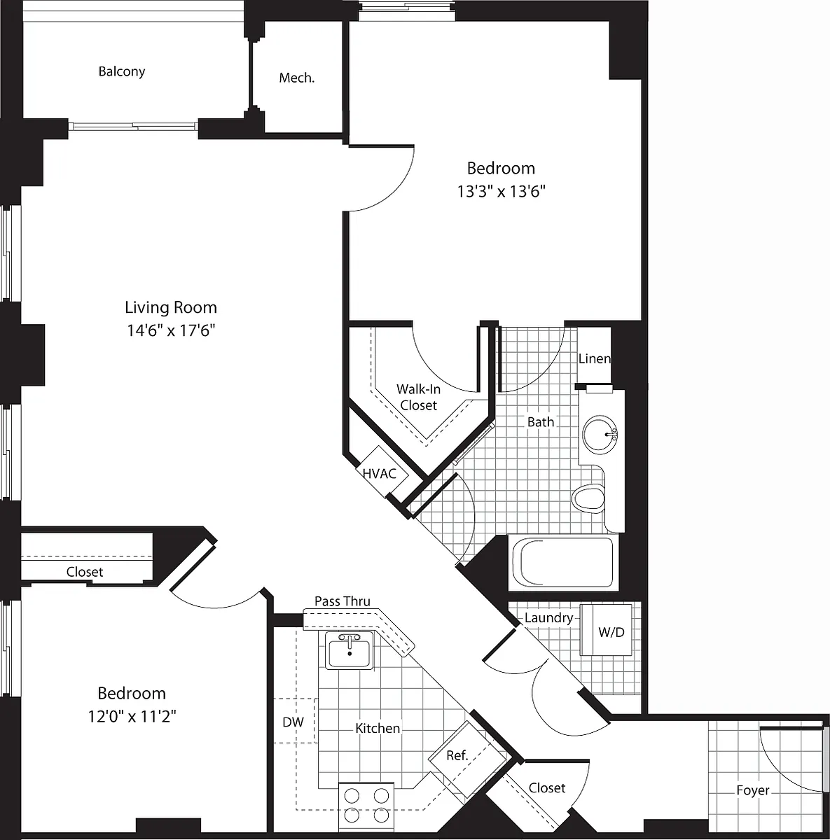 Floor plan 2 Bedroom BB