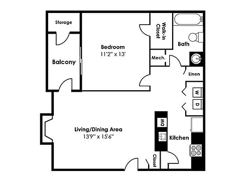 Floor plan 1x1A