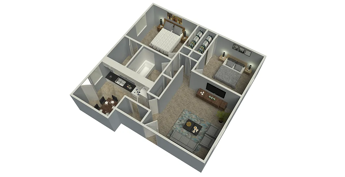 Floor plan 2 Bed 1-5 Bath