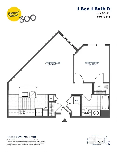 Floor plan 1 Bed 1 Bath D