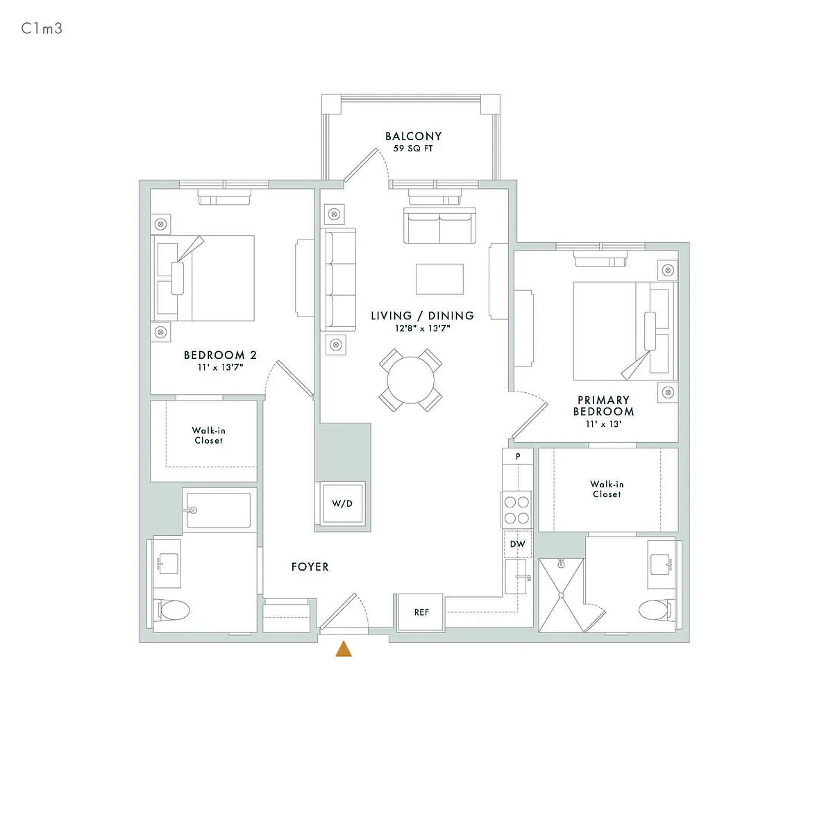 Floor plan C1M3 - Balcony