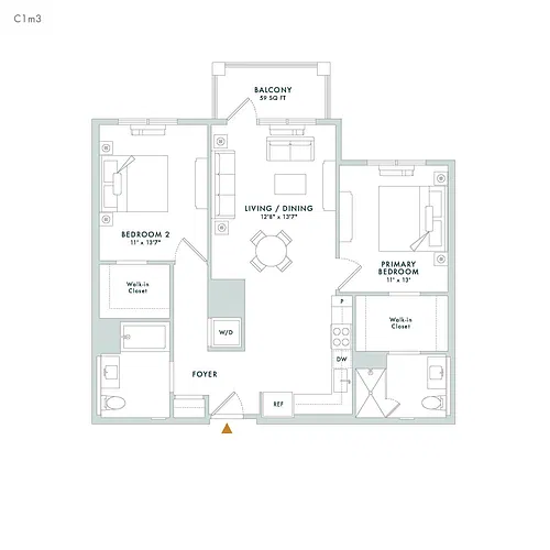 Floor plan C1M3 - Balcony