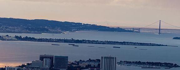 The San Francisco skyline with the Golden Gate Bridge