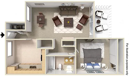 Floor plan 1X1 B