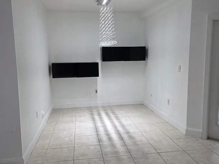 Dining Room - LED Crystal chandelier and IKEA wall cabinets
