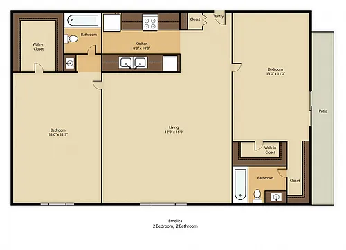 Floor plan 2 Bed 2 Bath