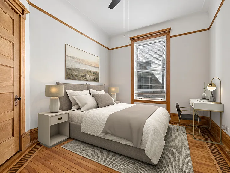 Main floor bedroom with large closet and big windows