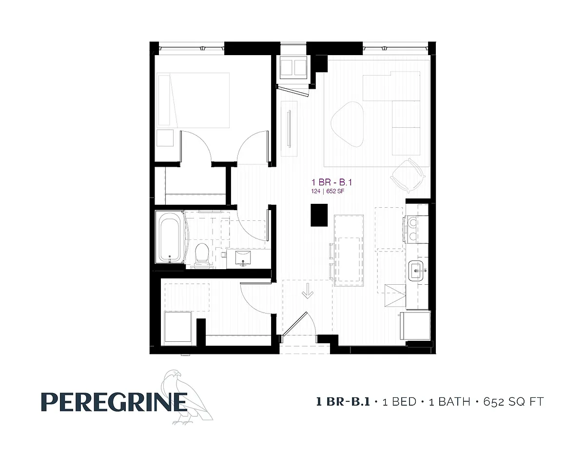Floor plan 1 Bedroom B