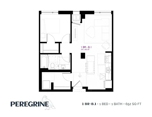 Floor plan 1 Bedroom B