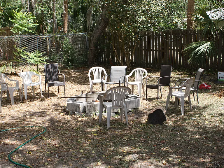 Backyard from sun room back door.