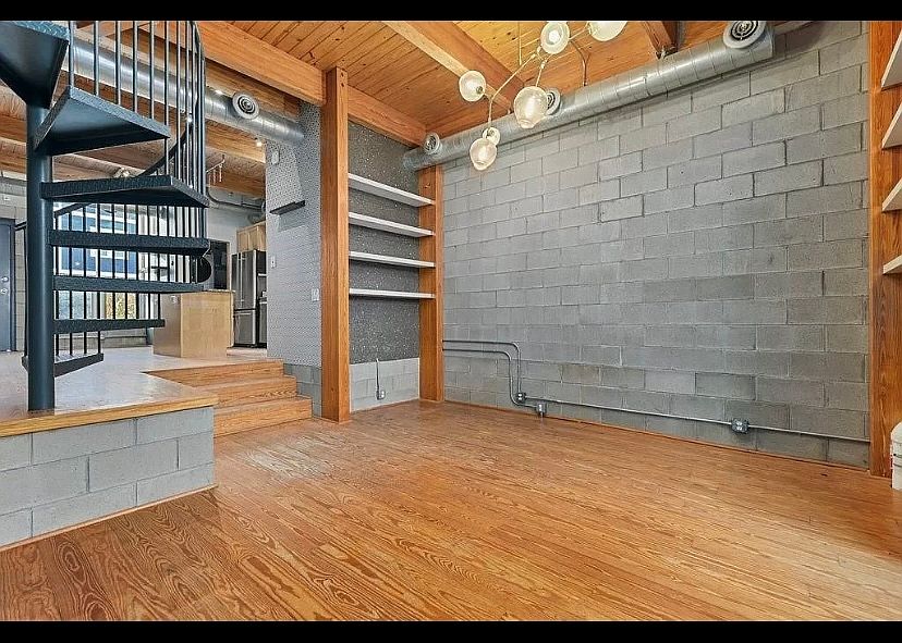 View of sunken living room