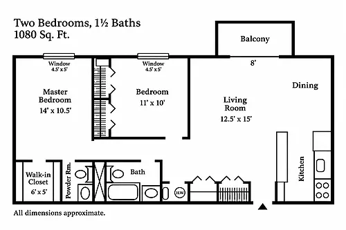 Floor plan 2 Bedroom With Balcony