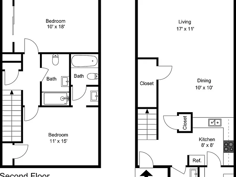 2 Bedroom 2.5 Bath Townhouse
