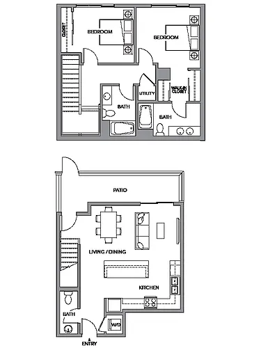 Floor plan 2V Townhome w/ Balcony