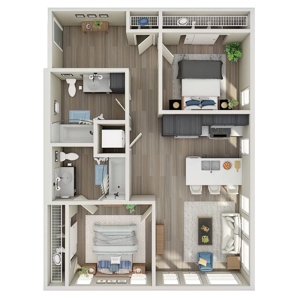 Floor plan 2 Bed, 2 Bath - G