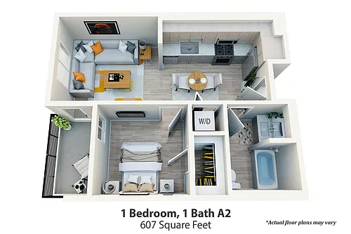 Floor plan 1 Bedroom, 1 Bath A2