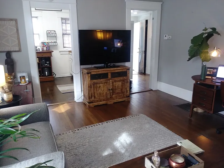 Living Room accessorized by previous tenant.