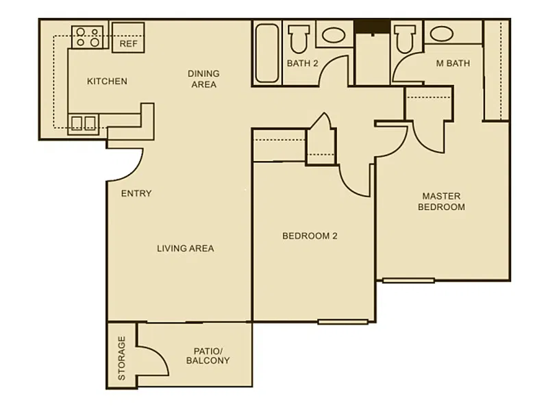 Floor plan Willow 2 bedroom, 2 bathroom