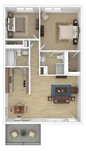 Floor plan 2 BR, 2 BA