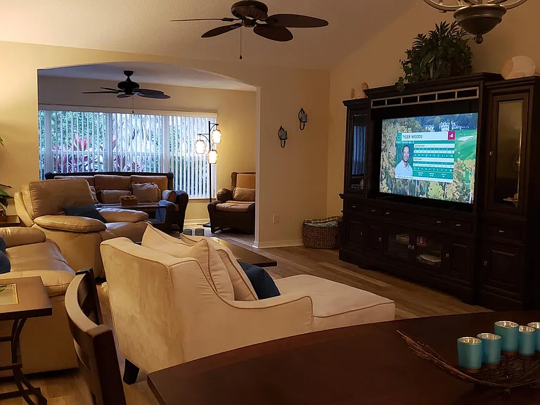 65' smart TV, full cable package and wifi included