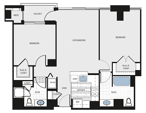 Floor plan 2 Bed/2 Bath - bc2