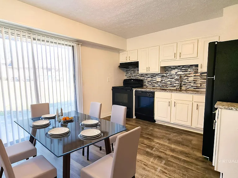 virtual staged dining room and kitchen