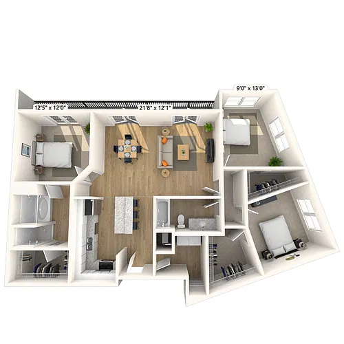 Floor plan Traditional 3x2 1476 SF