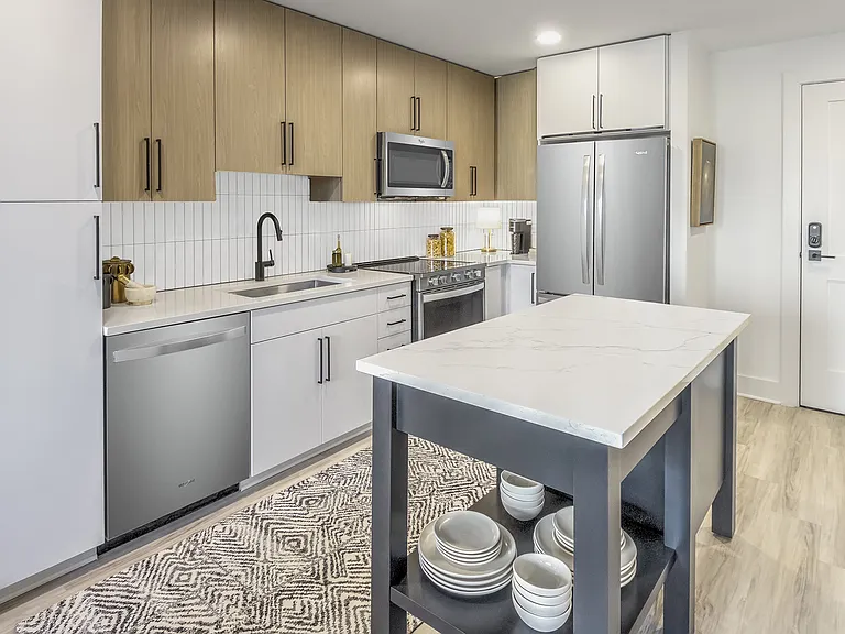 Contemporary kitchen with two-tone cabinetry