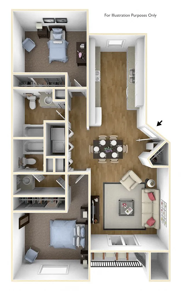 Floor plan Two Bed Two Bath C