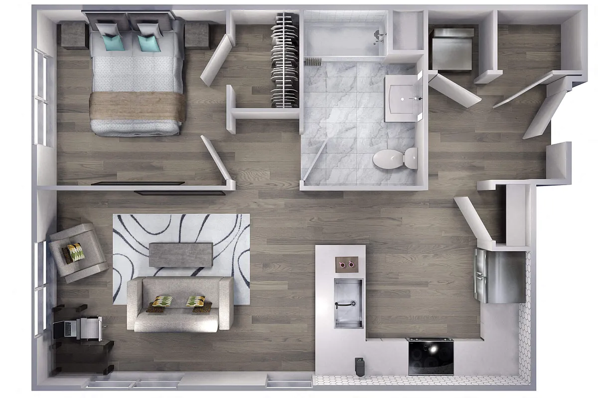 Floor plan Avenue F | 1 Bed/1 Bath-A3