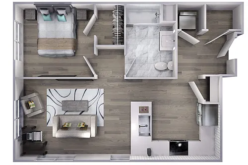 Floor plan Avenue F | 1 Bed/1 Bath-A3