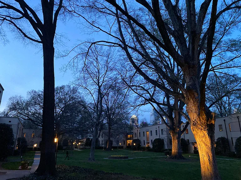courtyard in evening.. you can always see the skyline!
