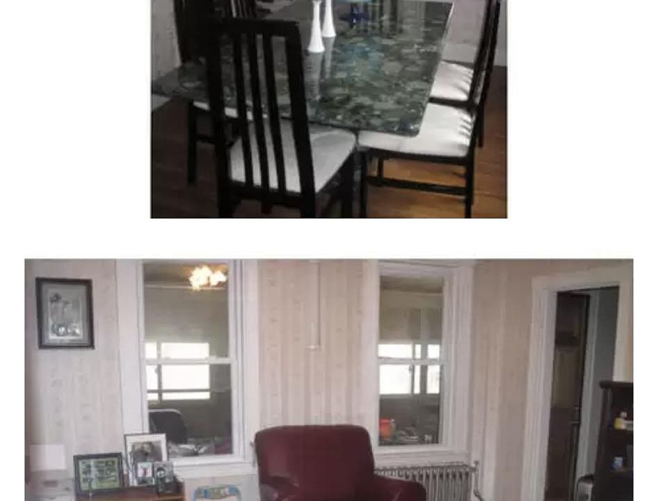 Bottom: living room Top: dining room