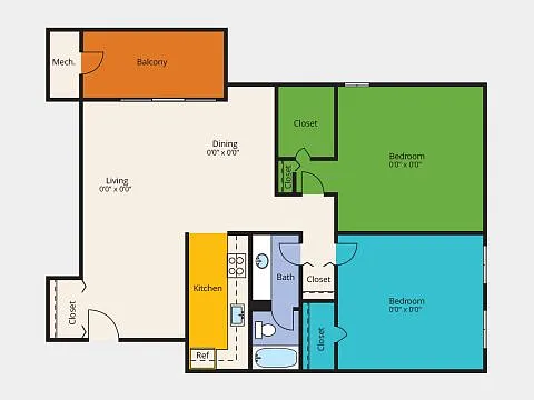 Floor plan 2 bedroom 1 bath