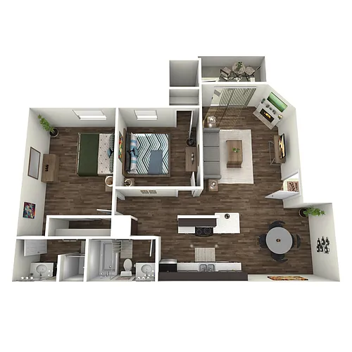 Floor plan Crest - Two Bedroom/Two Bath 900 Sq Ft