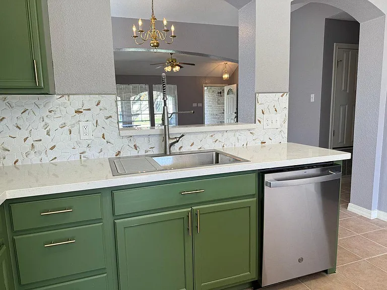 New stainless steel sink and dishwasher