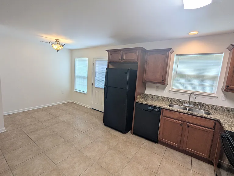 Kitchen, back door, dining area